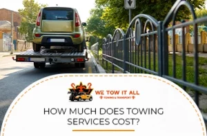 car loaded on flatbed tow truck for professional towing service